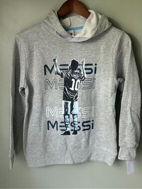 Boys Grey Messi Graphic Hoodie Sweatshirt